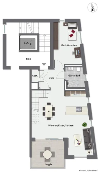 Grundriss Wohnung 7 Ebene 1