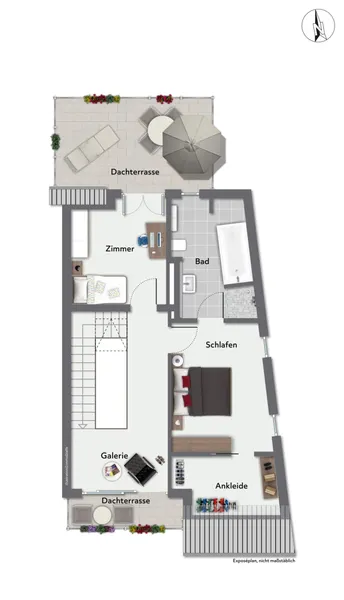 Grundriss Wohnung 7 Ebene 2