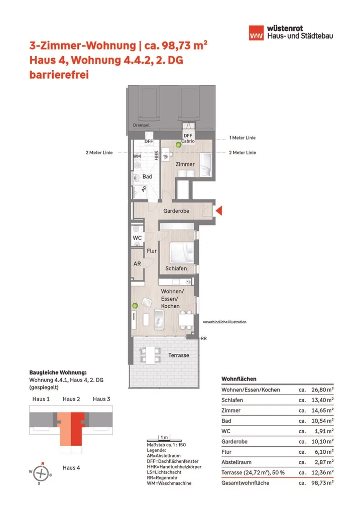Grundriss_3-Zimmer-Wohnung 4.4.2_Haus 4_2. DG + 4.4.1 gespiegelt