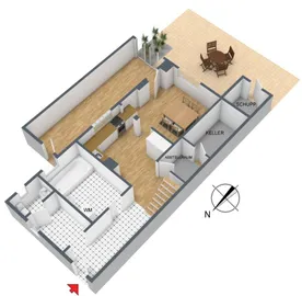 3-D Grundriss Erdgeschoss