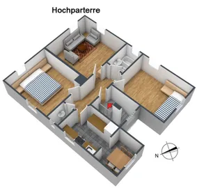 3-D Grundriss Hochparterre