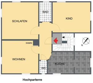 2-D Grundriss Hochparterre