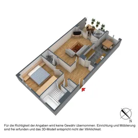 3-D Grundriss 2-Zi.