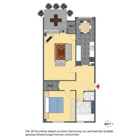 2-D Grundriss 2-Zi.