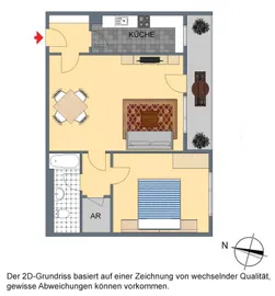 2-D Grundriss mit Küche