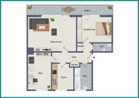 MODERNISIERTE GROSSZÜGIGE 3-ZIMMER-MIETWOHNUNG MIT GROSSEM BALKON IN RUHIGER WOHNLAGE RADEVORMWALD