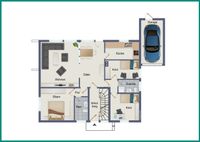 Erdgeschoss mit Garage neben dem Haus