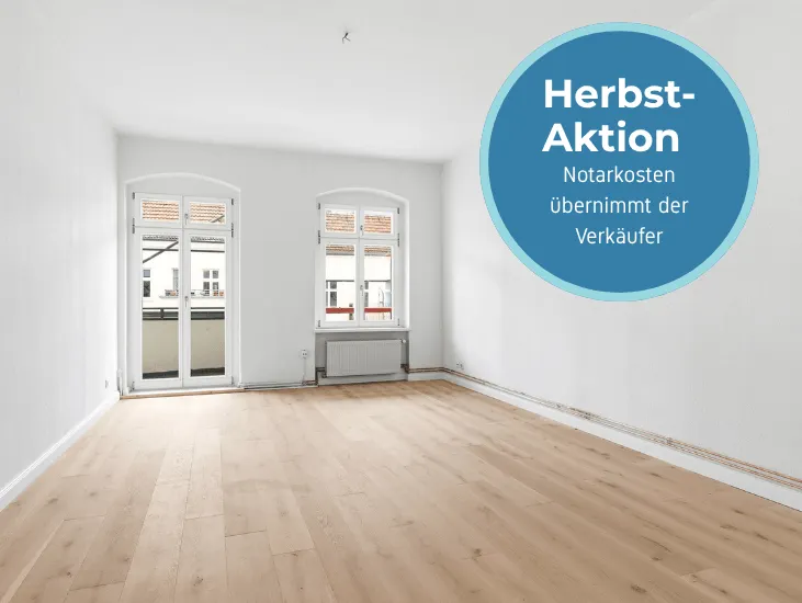 Herbst-Aktion &ndash; 2-Zimmer-Altbauwohnung mit Balkon in der Samariterstra&szlig;e