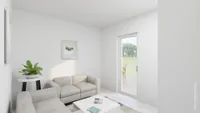 Visualisierung Wohnraum mit Terrasse im Untergeschoss