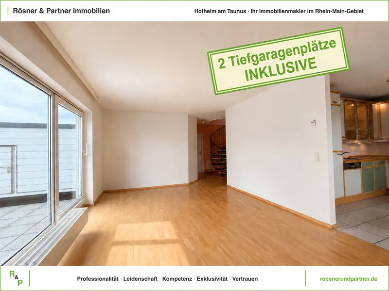 *Sch&ouml;ne 4-Zi.-Mais.-Whg. inkl. 2 TG-Pl&auml;tze – Dachterrasse-Fernblick*