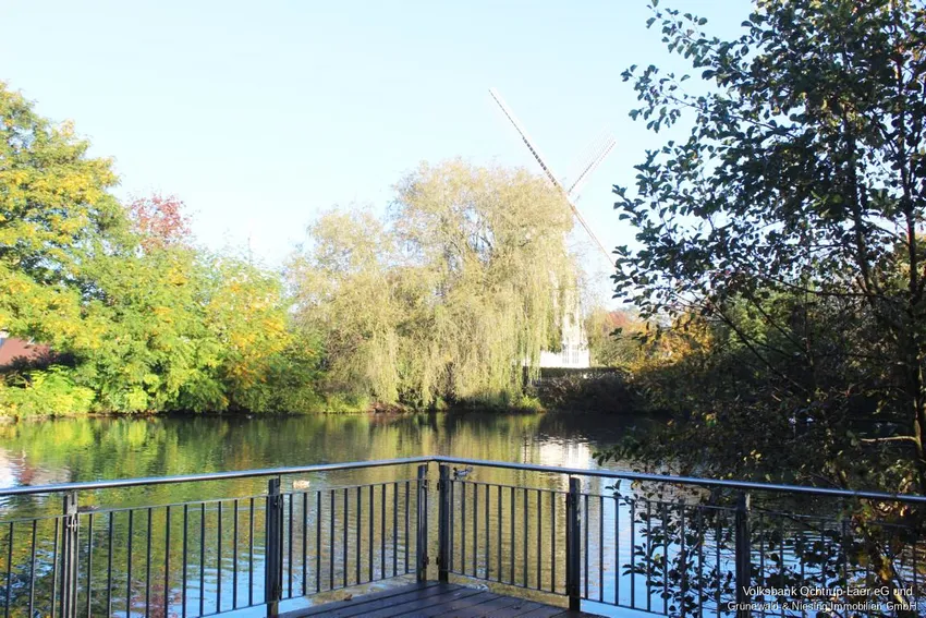 Teich mit Mühle im Park