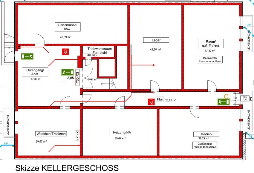 Grundrissskizze Kellergeschoss