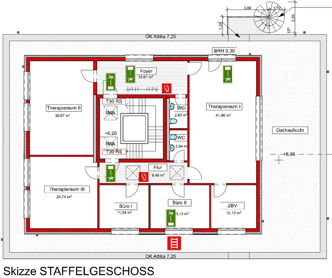 Grundrissskizze Staffelgeschoss/Penthous