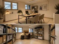 Modernes Büro und ordentlicher Lagerraum